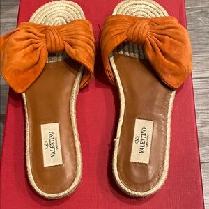 Valentino Women's Burnt Orange Suede and espadrilles Sandals.